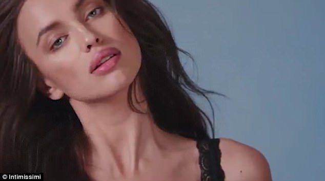 ‘Pregnant’ Irina Shayk exposes her cleavage as she models plunging lace bralette from Intimissimi