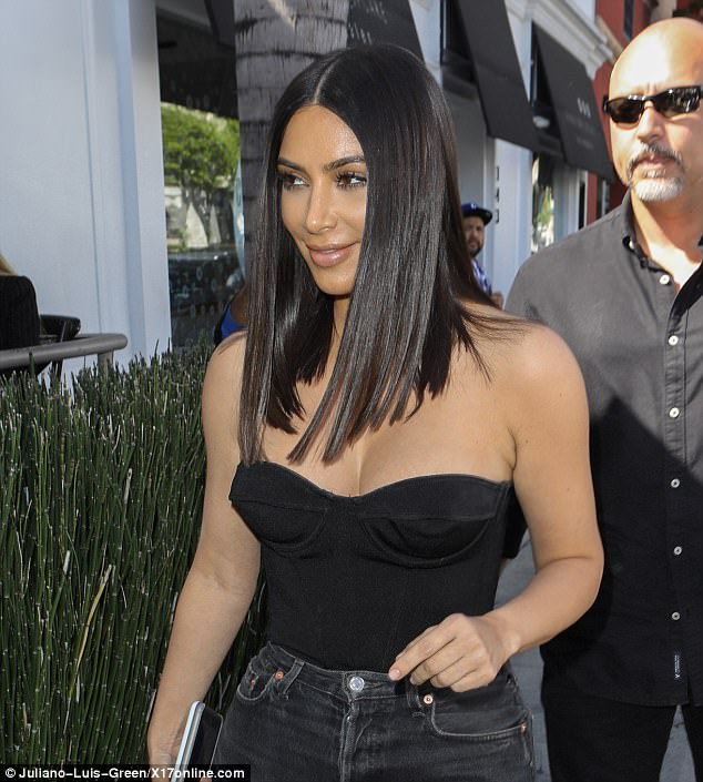 Kim Kardashian steps out with shorter hair in Sexy Black bustier