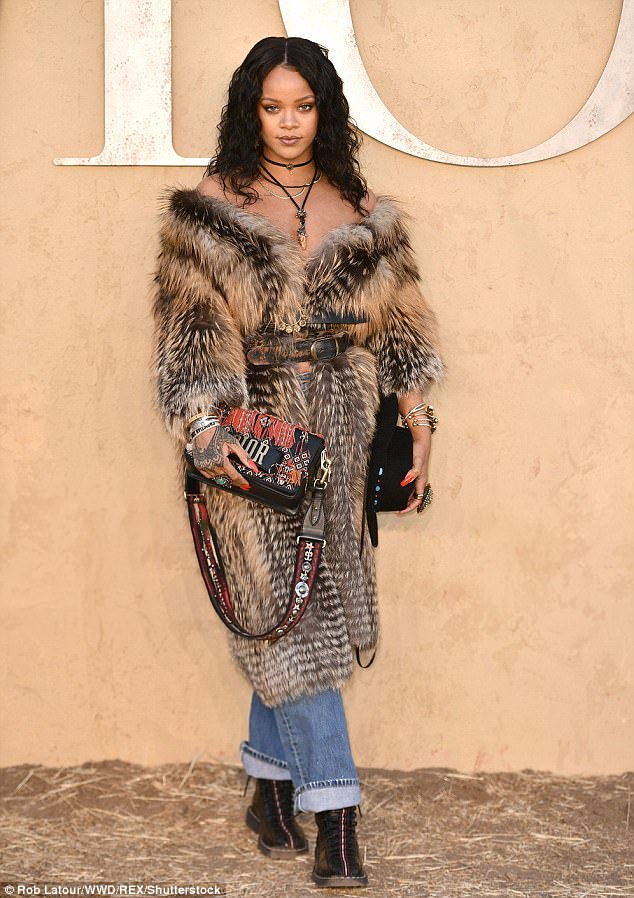 Rihanna makes a bold choice in brown pelt as she leads glam parade at Dior Cruise Collection show in LA