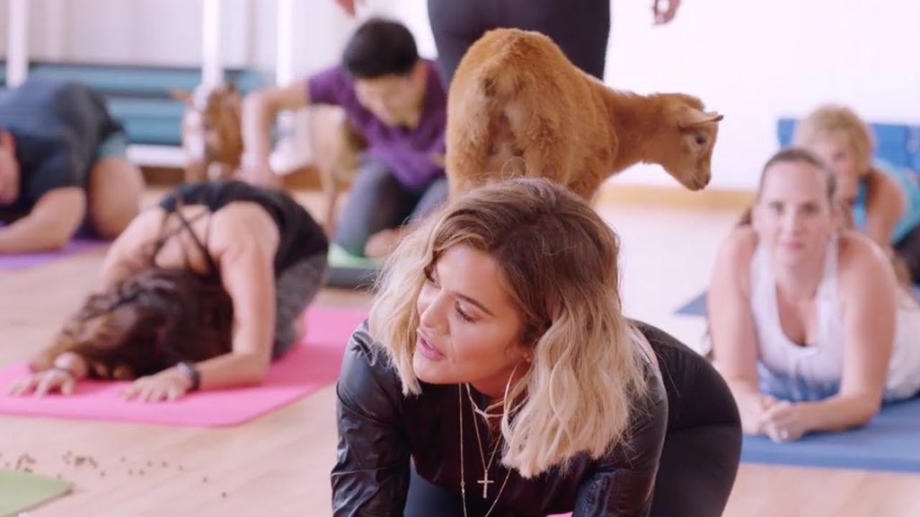 Pregnant Khloe Kardashian & Kevin Hart Do ‘Goat Yoga’