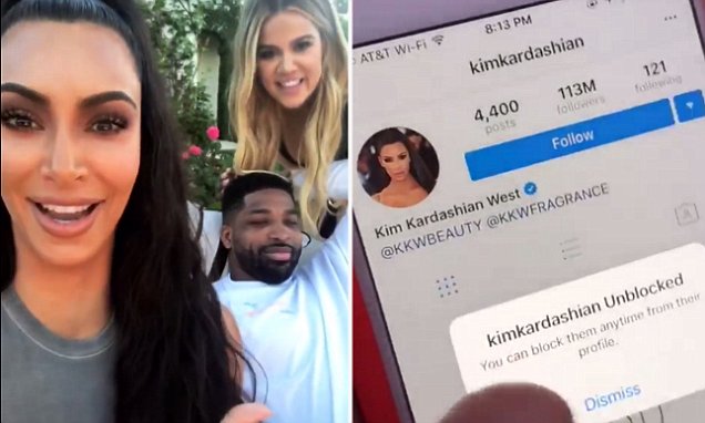 Tristan Thompson UNBLOCKS Kim Kardashian LIVE on Instagram