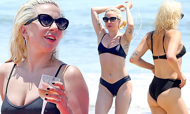 Lady Gaga slips into her Bikini to sip wine in The Hamptons