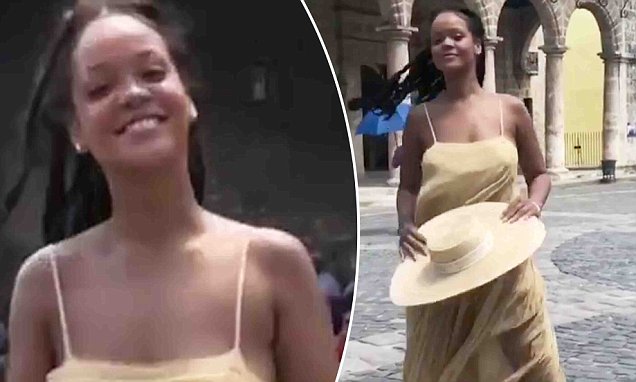 Rihanna dons sheer dress to dance to Childish Gambino in Cuba while filming their movie Guava