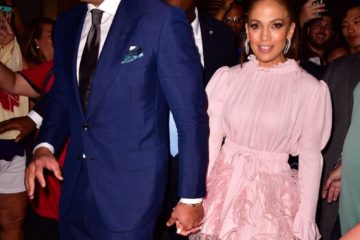 Jennifer Lopez looks Pretty in Pink Dress with Alex Rodriguez in NYC