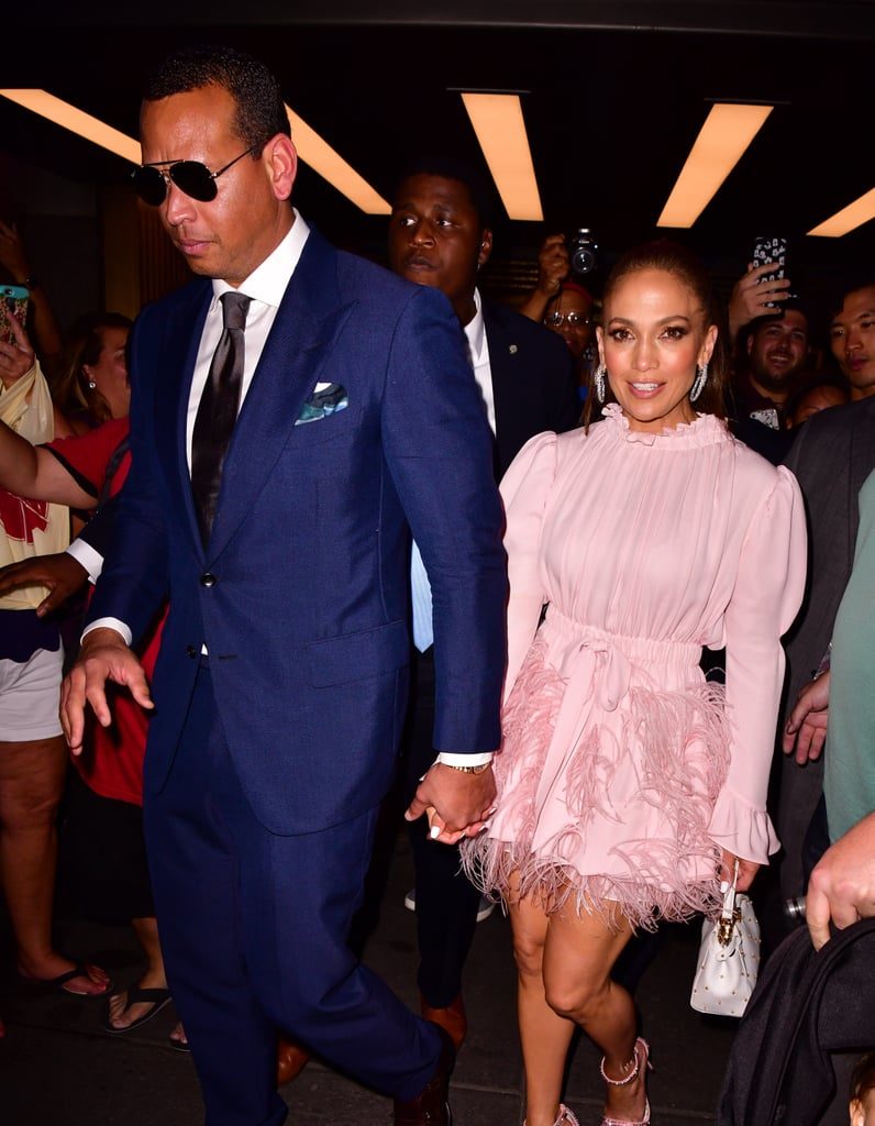 Jennifer Lopez looks Pretty in Pink Dress with Alex Rodriguez in NYC