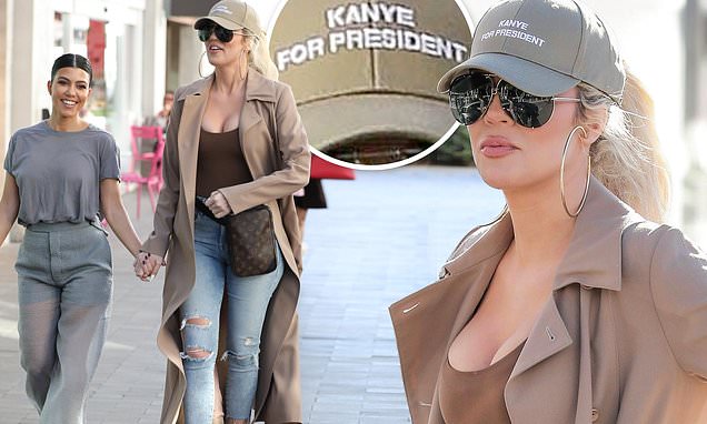 Khloe Kardashian sports ‘Kanye for President’ cap while filming KUWTK with big sister Kourtney