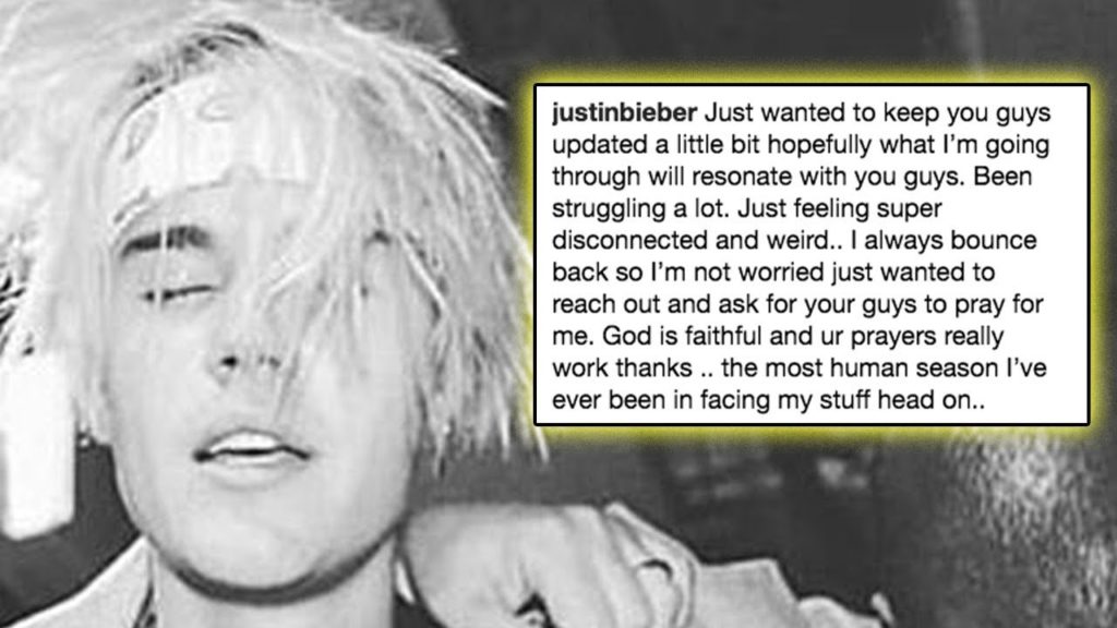 Justin Bieber admits to struggling & opens up about Mental Health on Social Media!