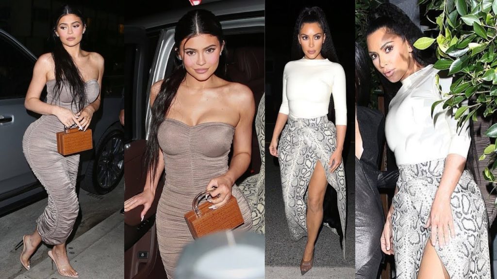 Kylie Jenner in formfitting Dress while Kim Kardashian in printed skirt for sisters’ night out