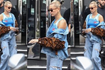 Hailey Baldwin rocks Double Denim as the model goes jewelry shopping alone in Beverly Hills